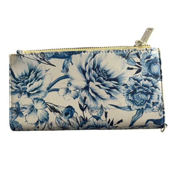Betsey Johnson Yellow & Blue Floral Wallet EUC Minor Logo Scratch - Picture 4 of 11